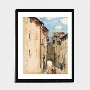 Art Print, Vintage European Style Alley Cityscape